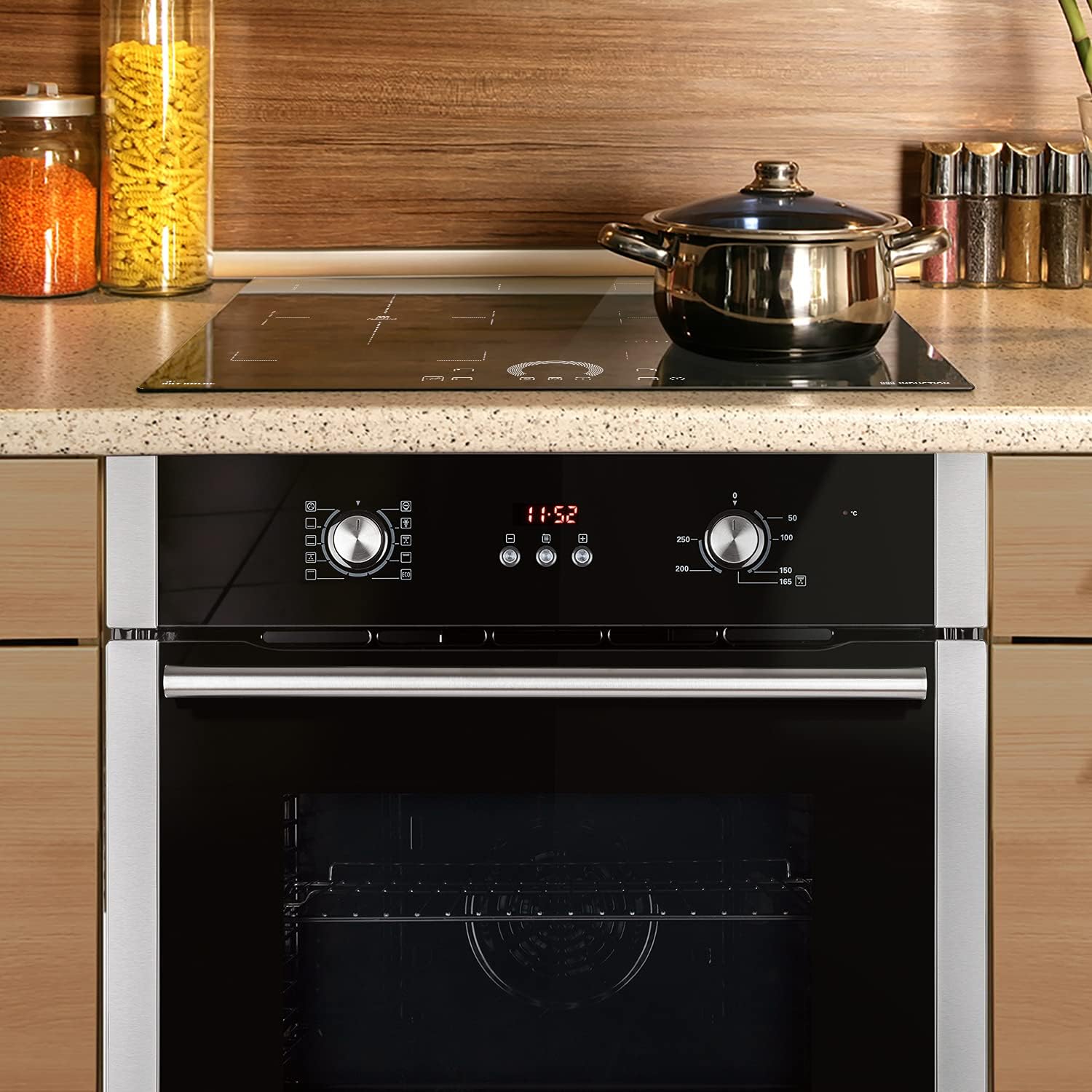 KKT KOLBE Autarkes Herdset | 60cm Einbaubackofen BO8805SS | 59cm Induktionskochfeld IH85900RL | Grill | Heißluft | Automatik-Timer | 2-fach Wärmeschutzverglasung | Kindersicherung | SET8805IH859RL