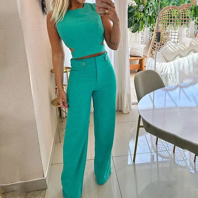 Jasmin - Schickes Cropped Terno Oberteil und Hose für Frauen