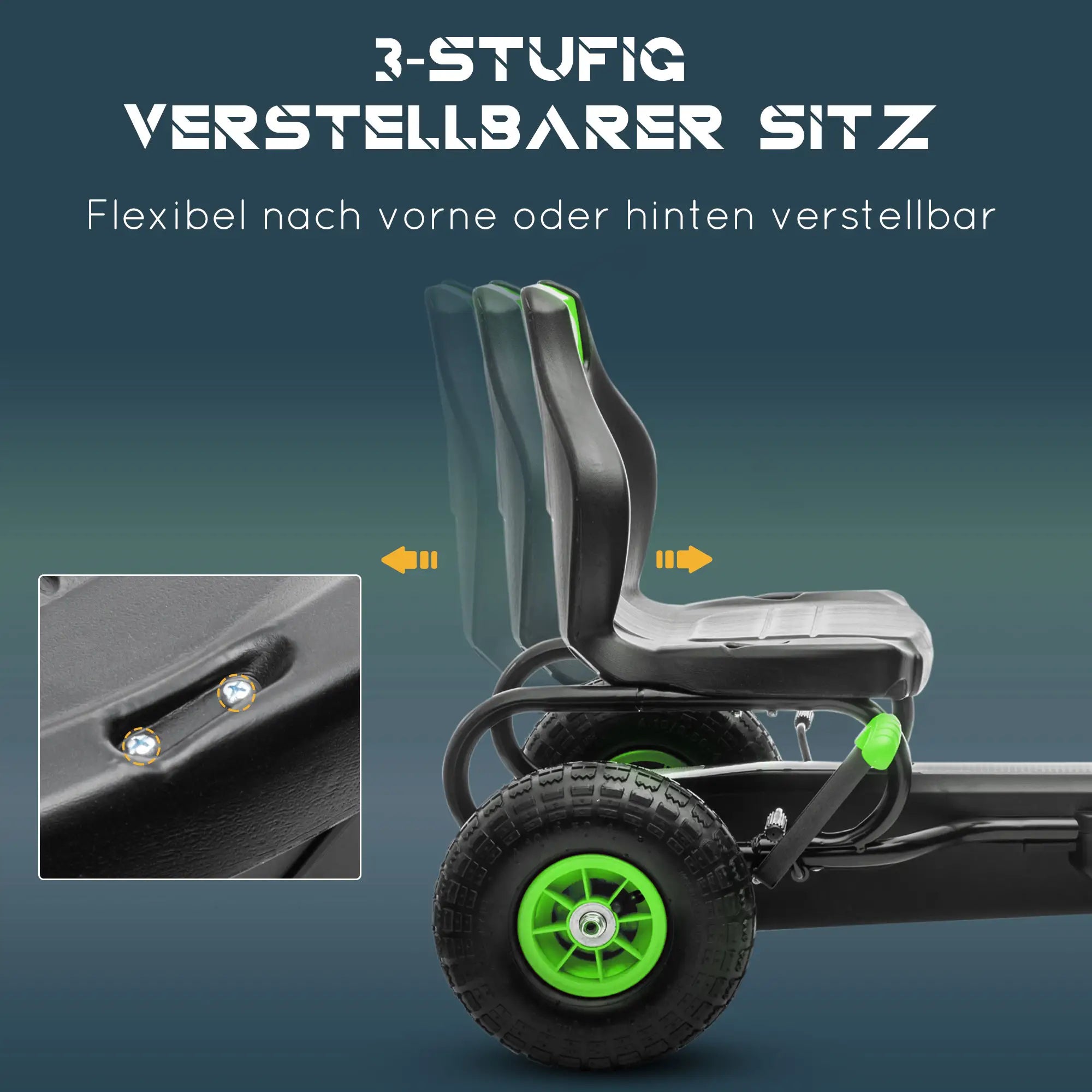 HOMCOM Go-kart per bambini, sedile regolabile in 3 posizioni, pneumatici in gomma