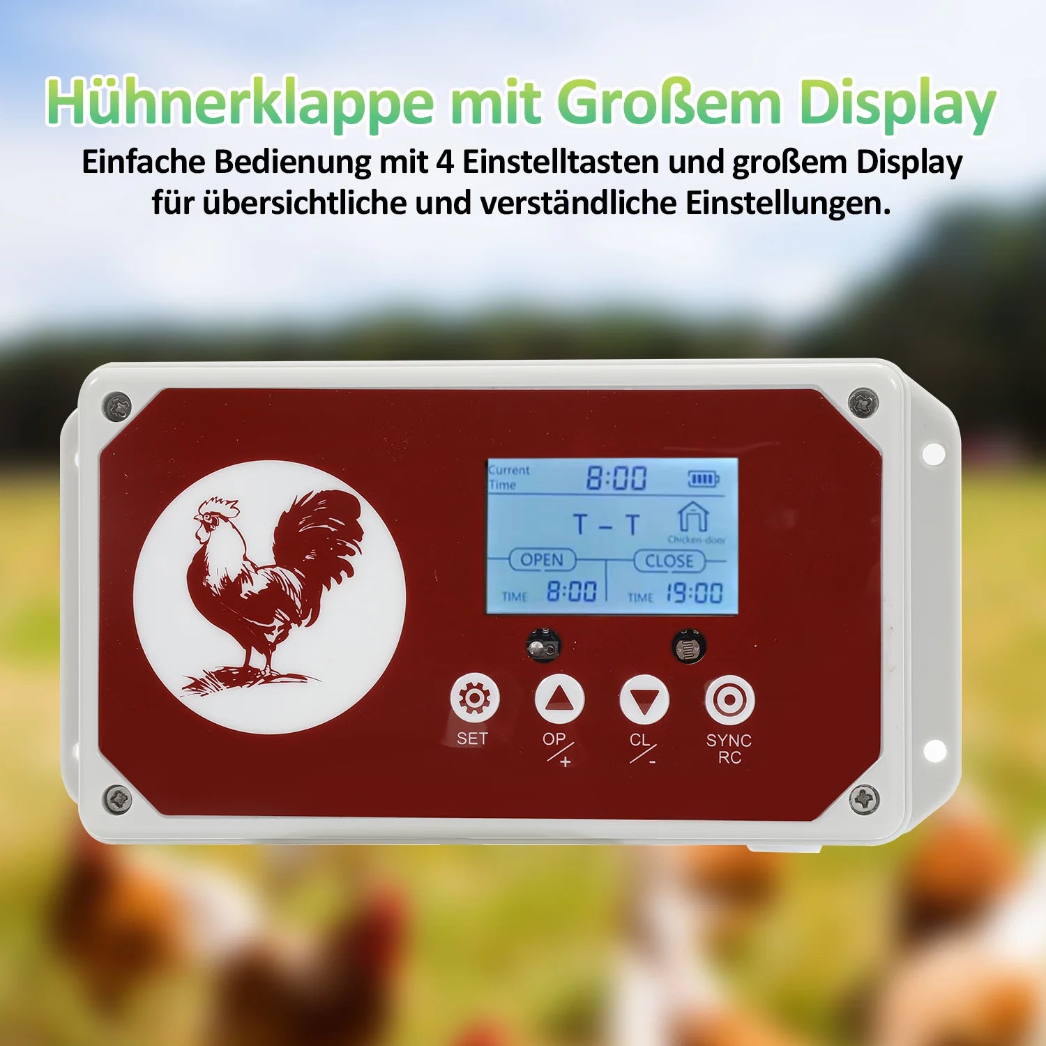 Sonnewelt Sportello Automatico per Pollaio con Sensore di Luce, Timer, Display a LED
