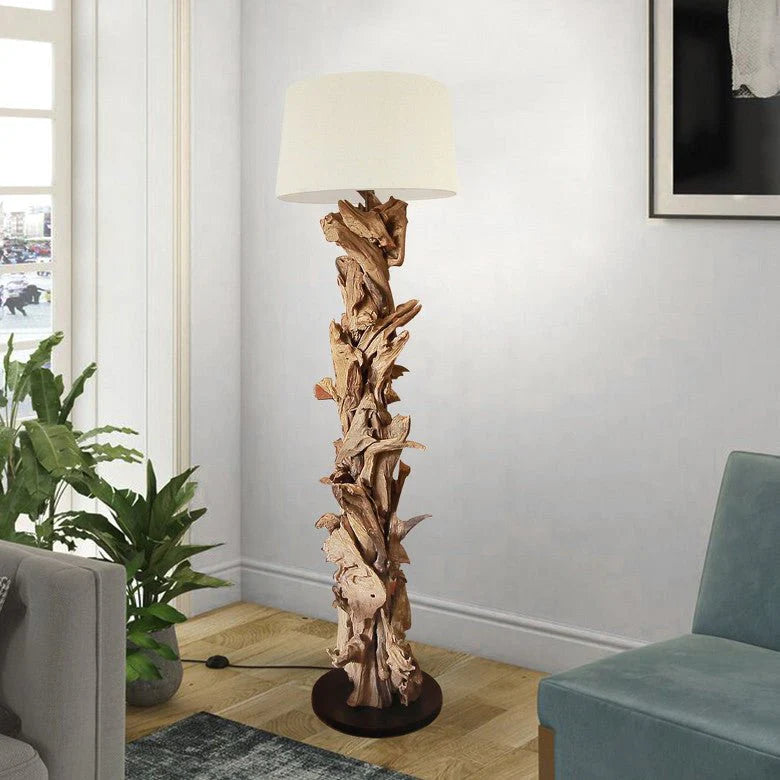 Stehlampe Treibholz CLEON  | Hhe 165 cm | Lampenschirm Natur