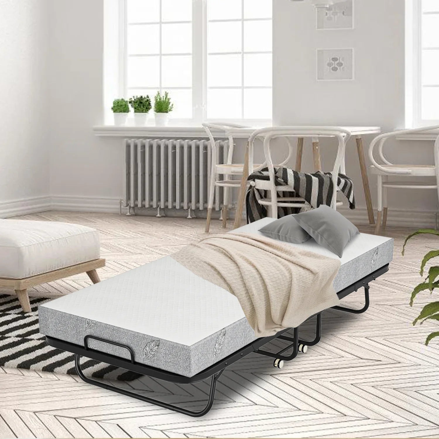 Sonnewelt Letto Pieghevole 90x200cm con spessore di 13cm e rotelle