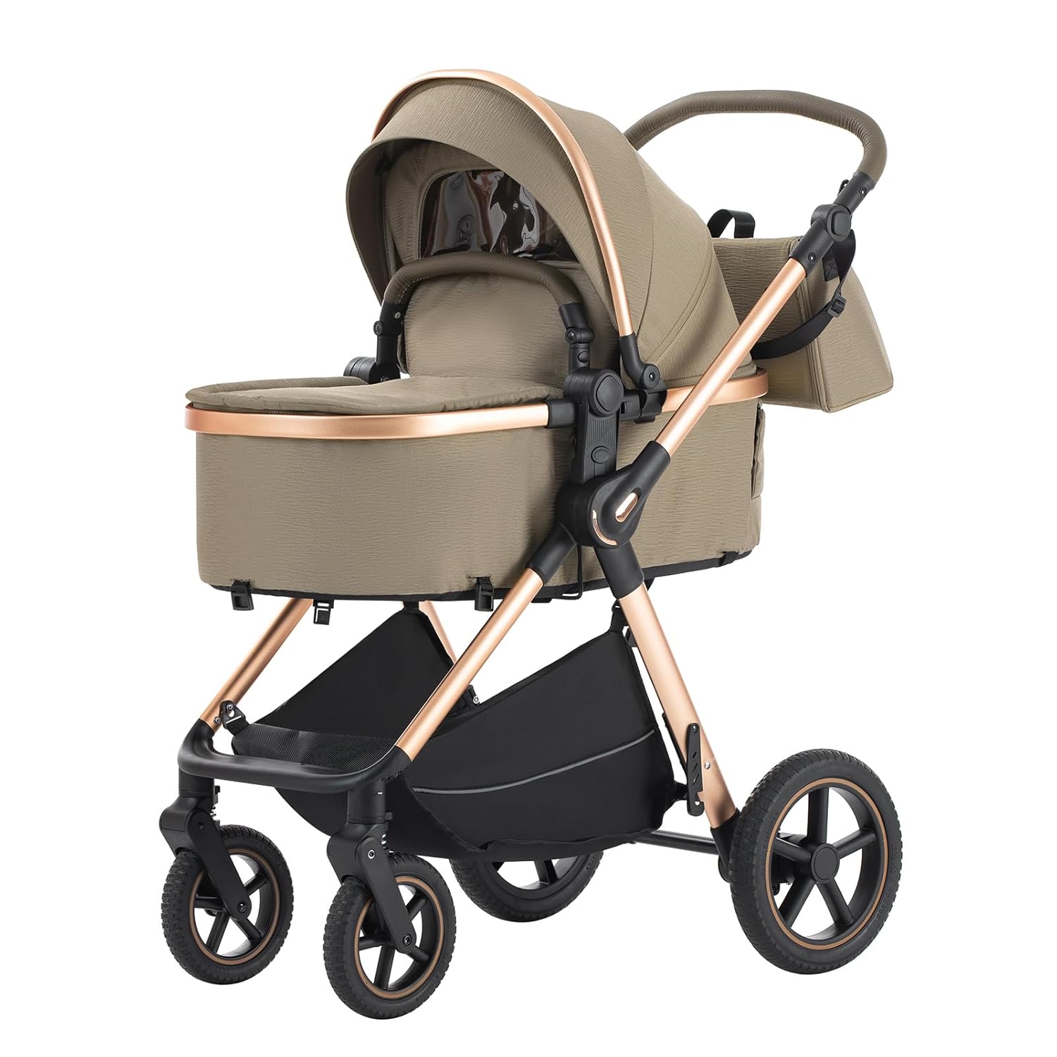 Shineey kinderwagen 3 in 1 Buggy Babybett Komplett Set Einem Klick Zusammenklappbarer Kinderwagen, 3 in 1 KombiKinderwagen Aluminiumrahmen für Neugeborene