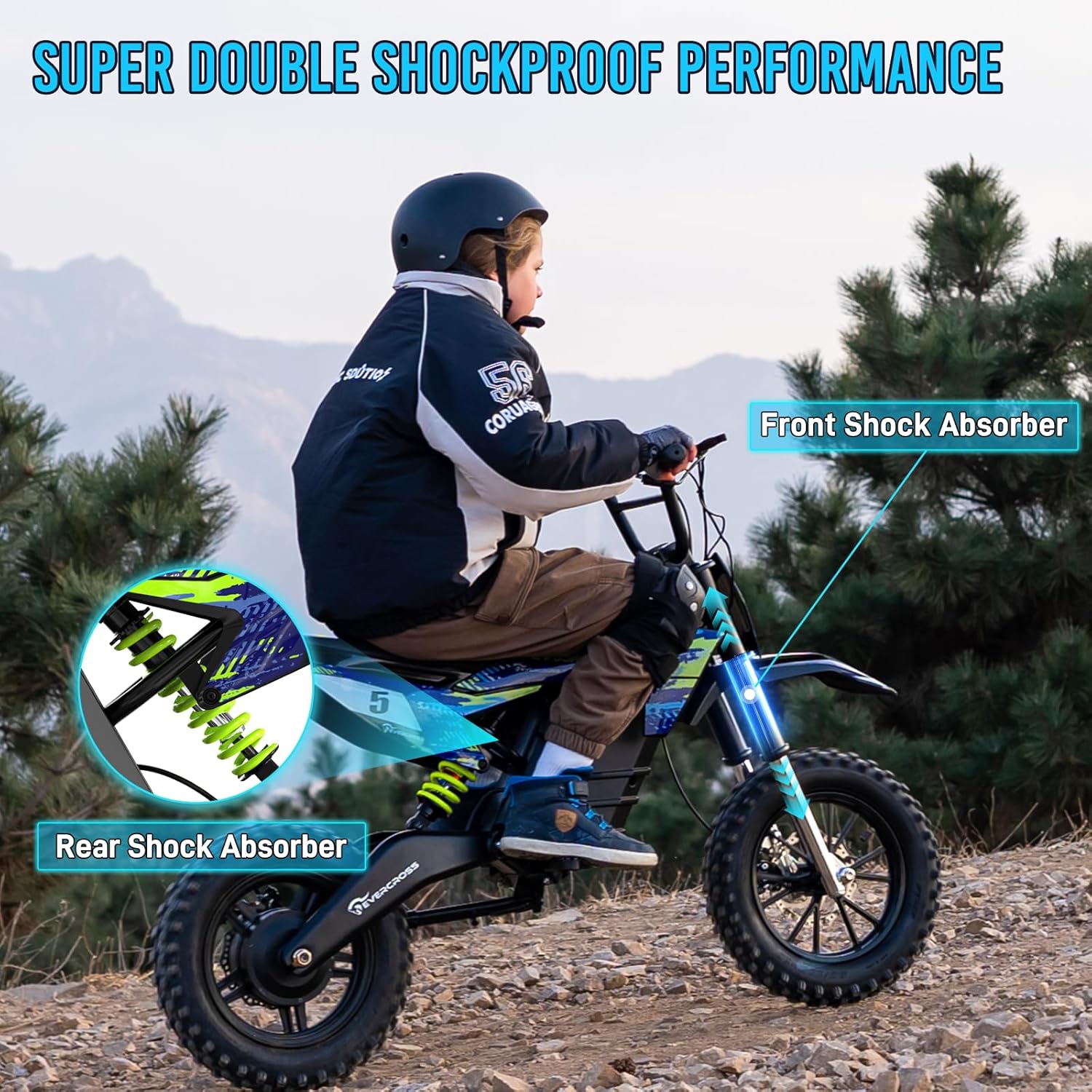 EVERCROSS EV65M Elektro Motorrad, Elektro Motocross mit 48V 7.8Ah, 10/20/30 KMH Geschwindigkeitsmodus, 500W Motor, 14''Luftreifen, Doppelte Stoßdämpfung,Elektromotorrad für Alter 12+ Jahren