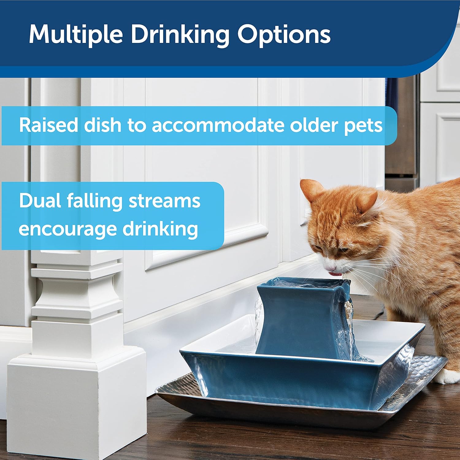 PetSafe Drinkwell Keramik Pagodenbrunnen, Trinkbrunnen für Katzen und Hunde, Dual Water Stream - 2 Liter, Rot