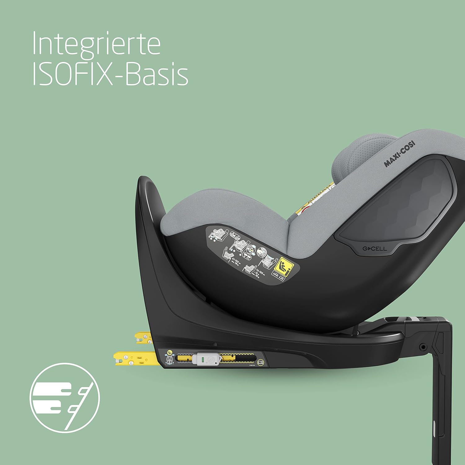 Maxi-Cosi Mica 360 S, Autositz 360 Grad drehbar, 3 Monate– 4 Jahre (61–105 cm), i-Size Baby Autositz, FlexiSpin Drehung, 5 Liegepositionen, G-CELL Schutz, Easy-in Gurthaken, Tonal Graphite