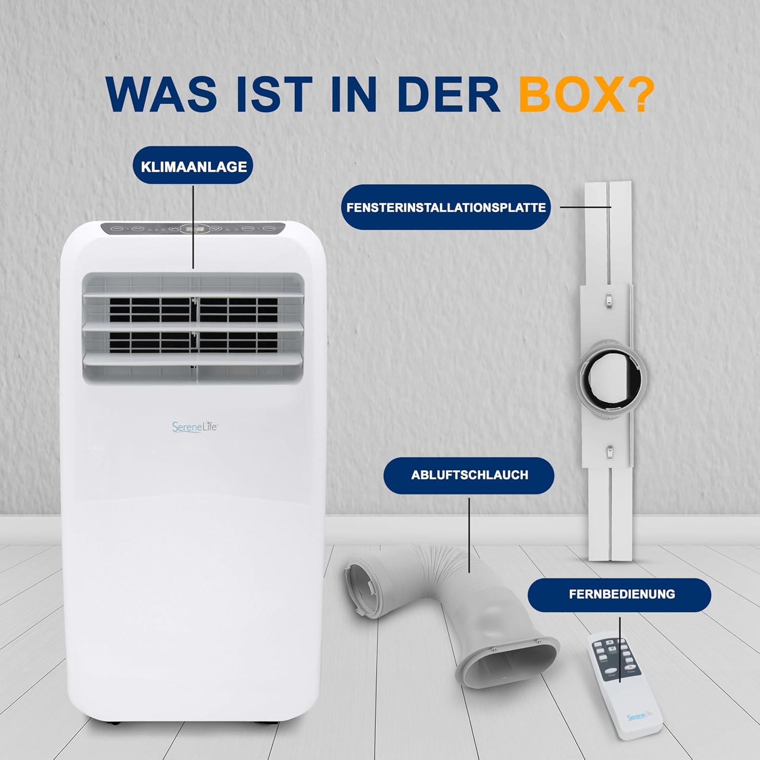 SereneLife Climatizzatore portatile, dispositivo di raffreddamento ad aria mobile 3 in 1 con tubo di scarico - Refrigeratore ad aria, deumidificatore e ventilatore, climatizzatore 9.000 BTU, 1,5 L umidità/ora, raffredda ambienti fino a 42 m