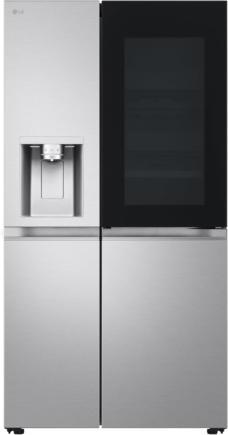LG GSGV81PYLL Frigorifero Side by Side, Classe E, 635 L, Instaview, Frigorifero con congelatore, Dispenser ghiaccio, ghiaccio tritato, acqua, Total NoFrost, Smart Inverter Compressor, Wi-Fi