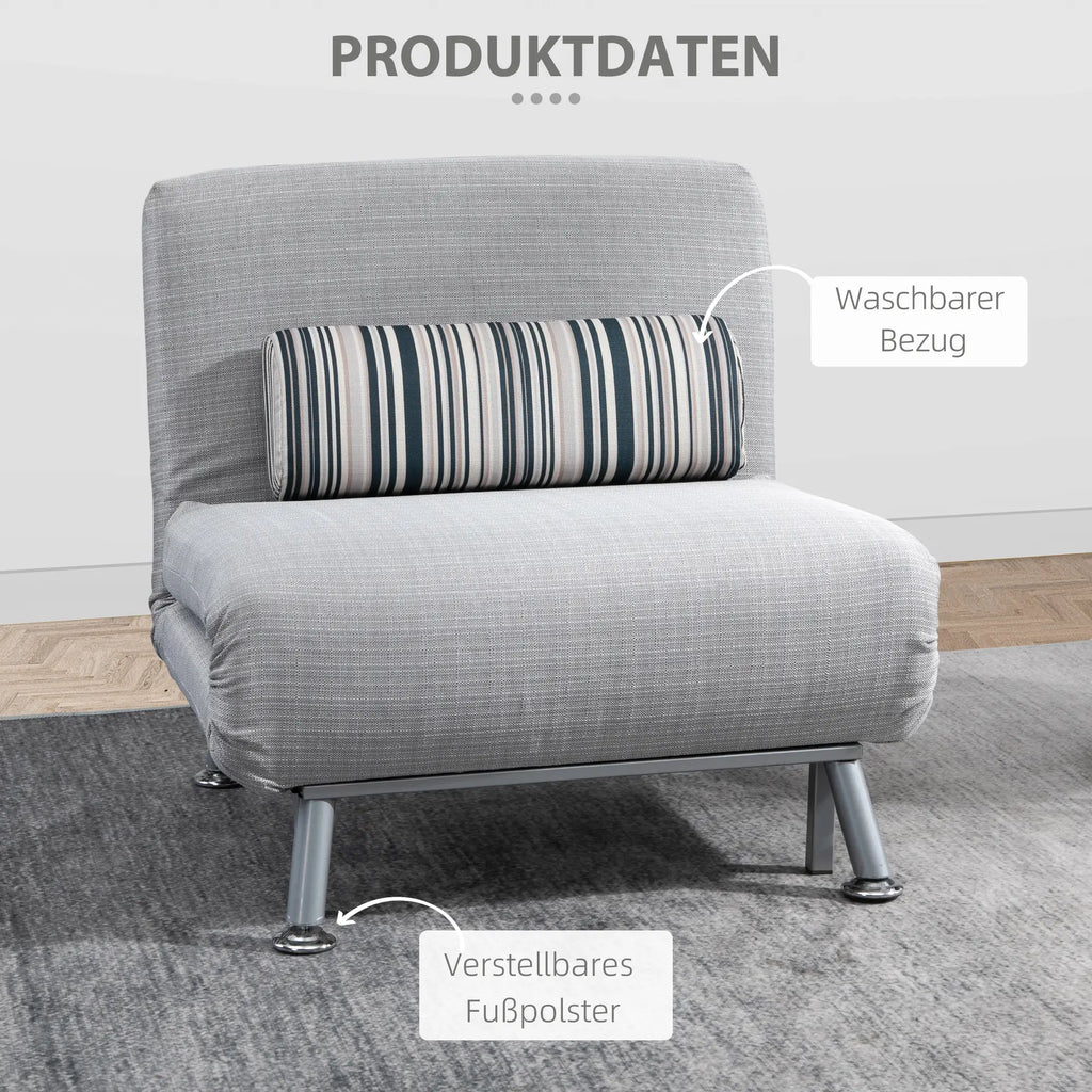HOMCOM Poltrona Letto 2-in-1 con Schienale Regolabile