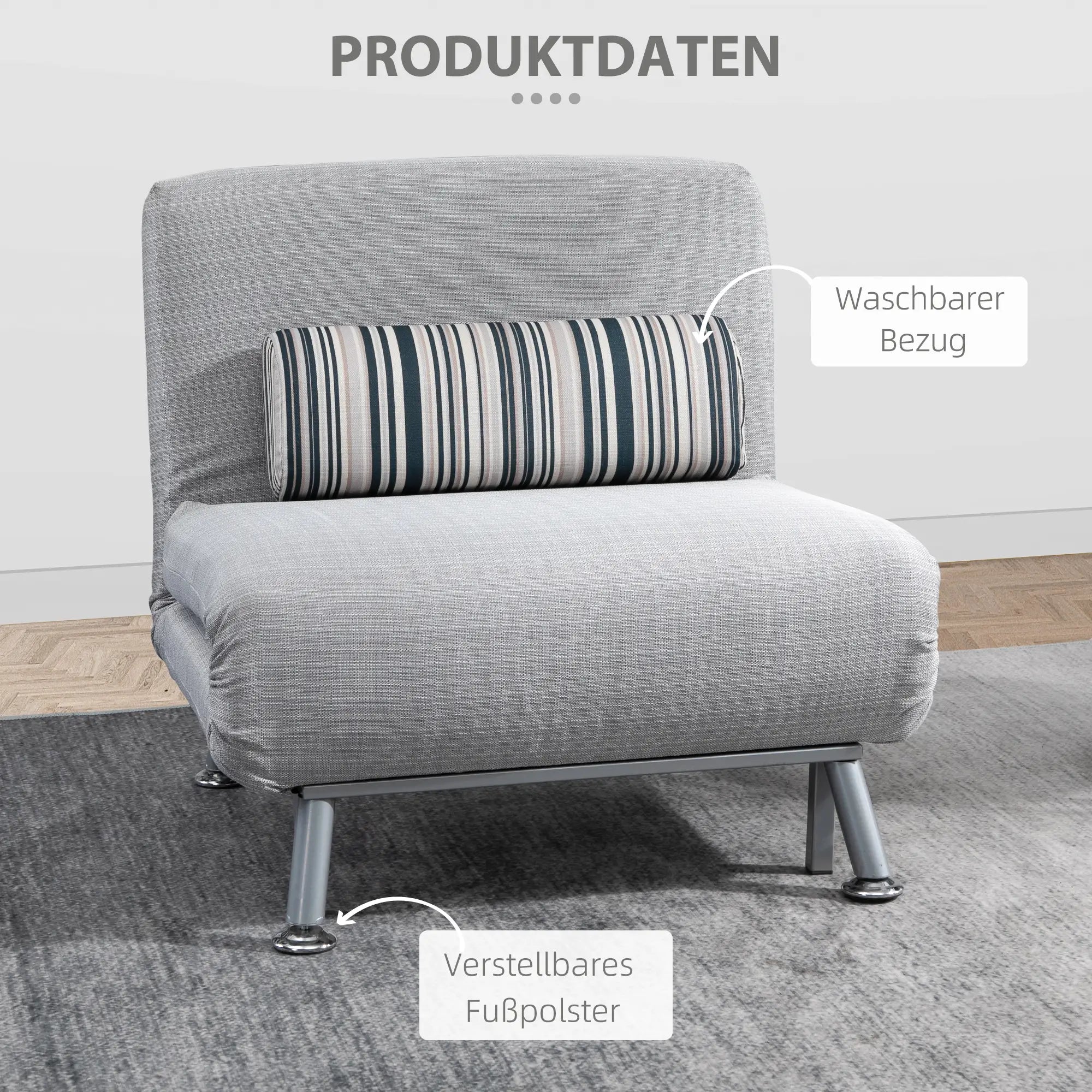 HOMCOM Poltrona Letto 2-in-1 con Schienale Regolabile