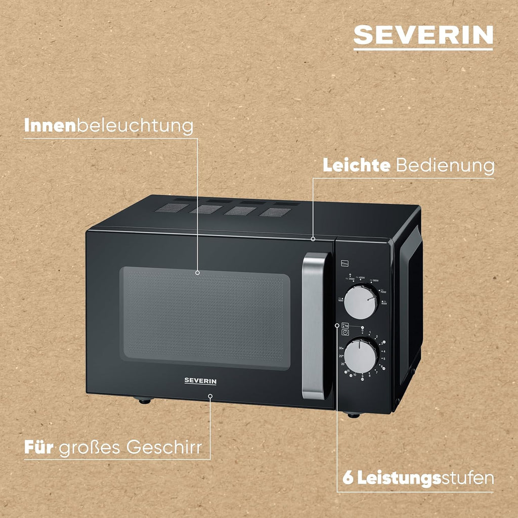 SEVERIN 2-in-1 Mikrowelle mit Grill 800 W, Grillofen mit 25 L Kapazitt und 9 Leistungsstufen, Mikrowelle mit Grillrost und Drehteller, silber, MW 7785