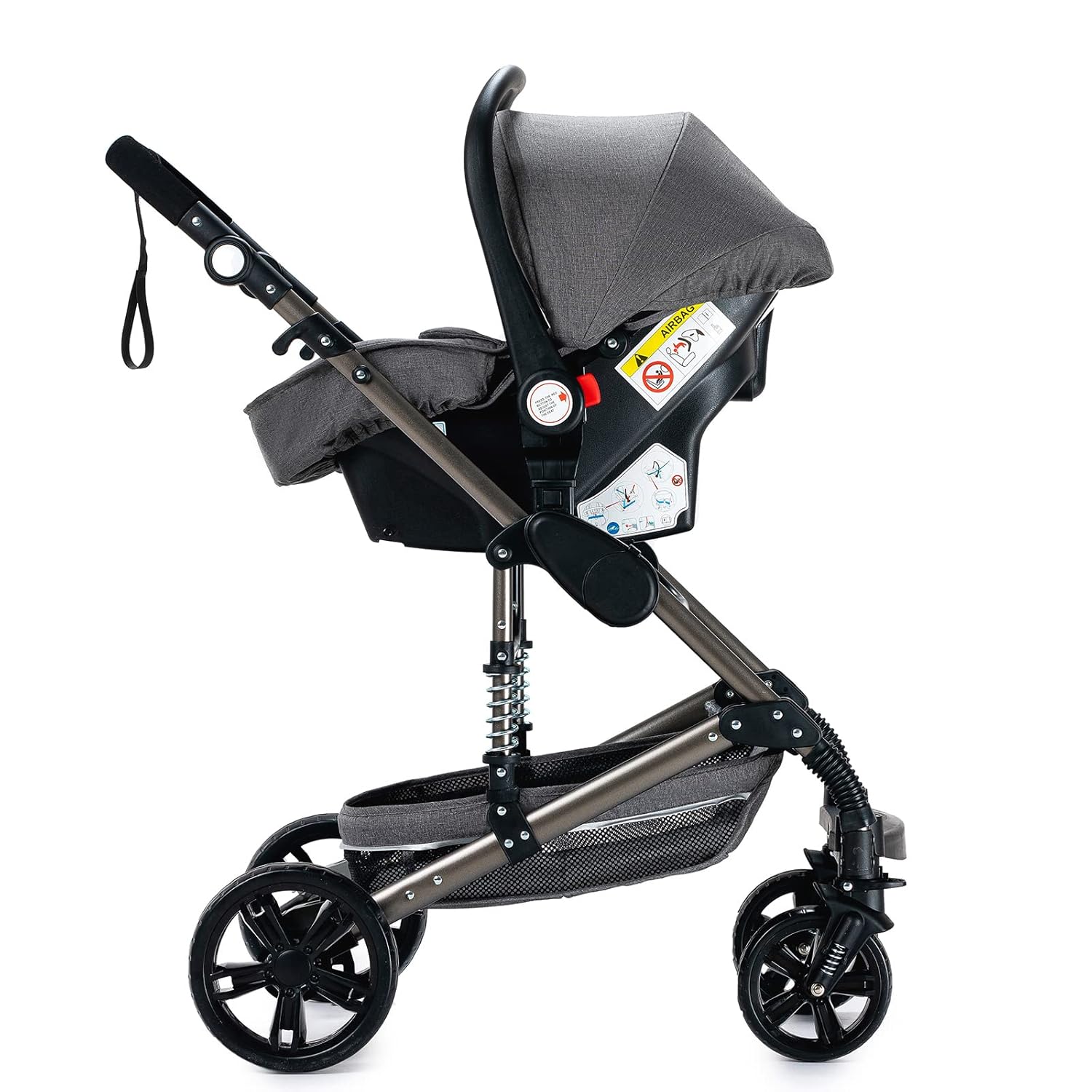 Sianldcone Passeggino 3 in 1, Set Passeggino con Tessuti di Alta Qualità, Sistemi di Viaggio con Spinta Reversibile, Passeggino Combinato a Vista Aperta Set Completo 3 in 1 (V9 Cachi)
