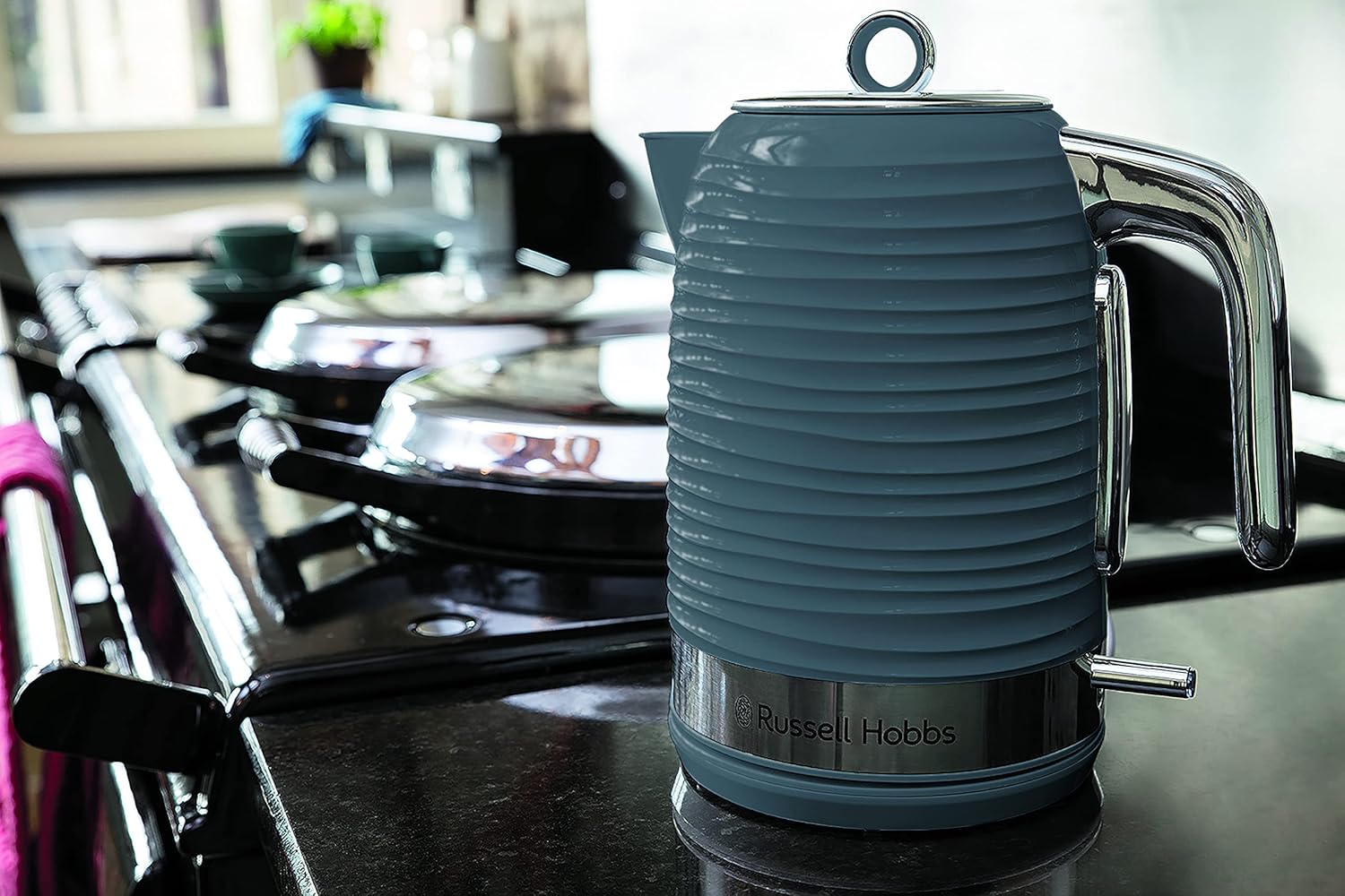 Russell Hobbs Inspire Grey Set Colazione Tostapane, Bollitore e Macchina da Caffè