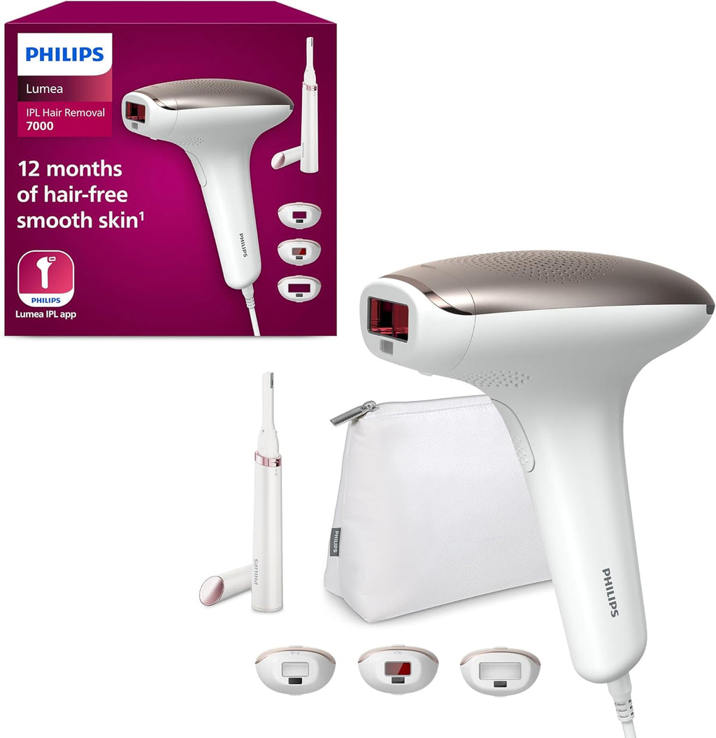 Philips Lumea IPL Epilatore Serie 7000 – Epilatore con rifinitore di precisione Satin Compact, 3 accessori per corpo, viso e zona bikini (modello BRI923/00)