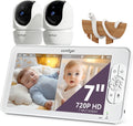 Comfyer Baby Monitor Video Split-Screen con 2 Telecamere, 7" HD 720P Telecamera Nido Wireless con Staffa, Visione Notturna IR, Obiettivo Grandangolare, Modalità Vox, Audio a 2 Vie, Portata di 300 Metri