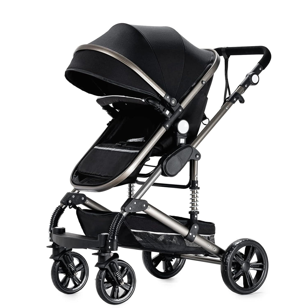 Sianldcone Passeggino 3 in 1, Set Passeggino con Tessuti di Alta Qualità, Sistemi di Viaggio con Spinta Reversibile, Passeggino Combinato a Vista Aperta Set Completo 3 in 1 (V9 Cachi)