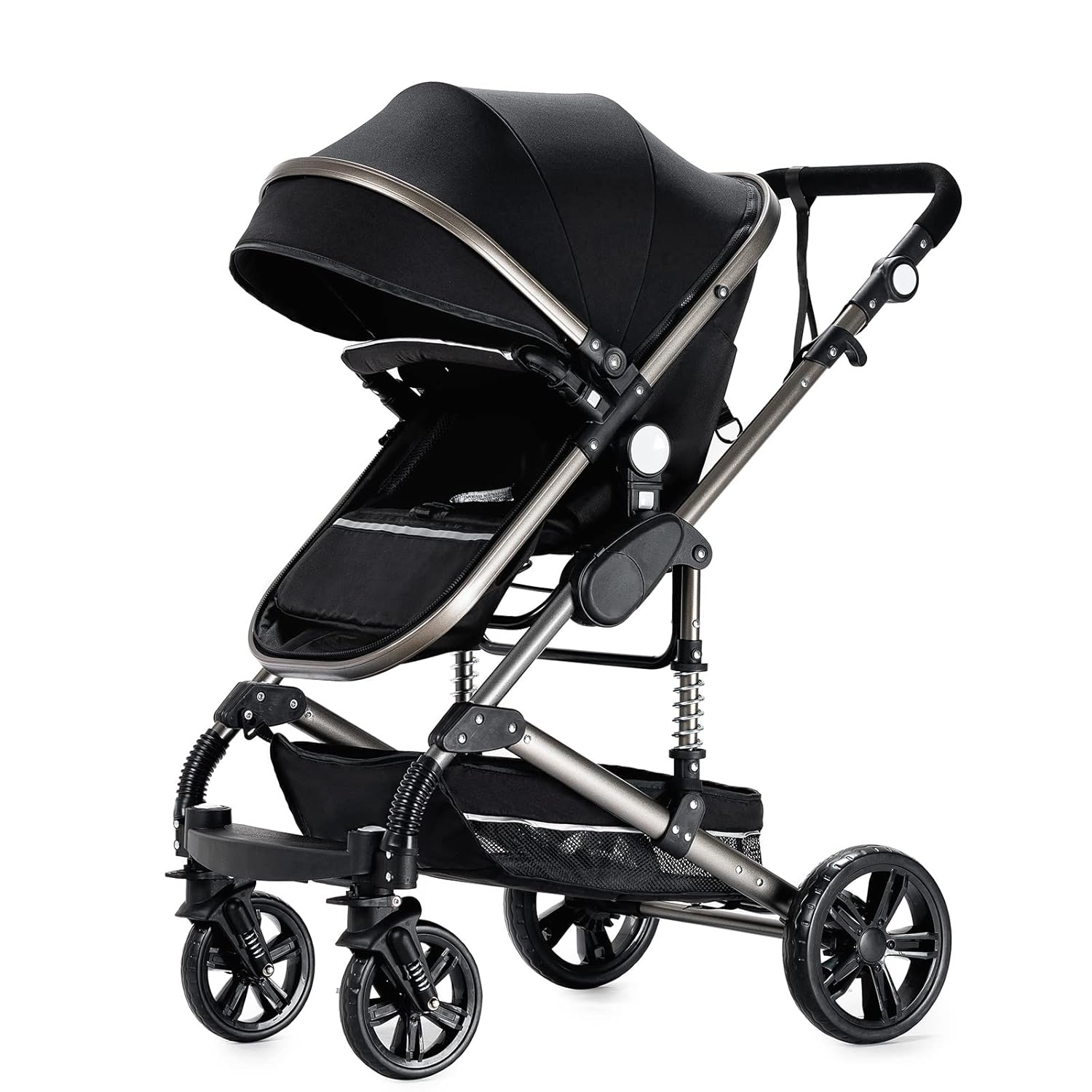 Sianldcone Passeggino 3 in 1, Set Passeggino con Tessuti di Alta Qualità, Sistemi di Viaggio con Spinta Reversibile, Passeggino Combinato a Vista Aperta Set Completo 3 in 1 (V9 Cachi)
