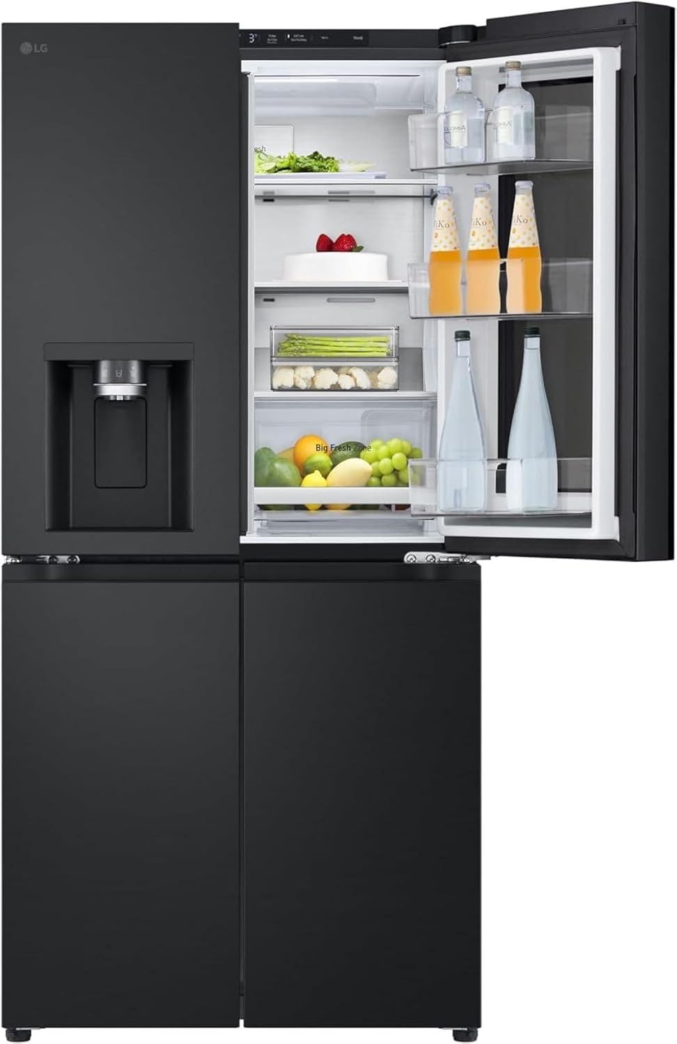 LG GMG861EPAE InstaView SLIM Multi-Door, Classe E, 508 L, Frigorifero Combinato, Erogatore di acqua, ghiaccio e ghiaccio tritato con UVnano, Total NoFrost, Compressore Smart Inverter, Wi-Fi, Colore Nero Opaco