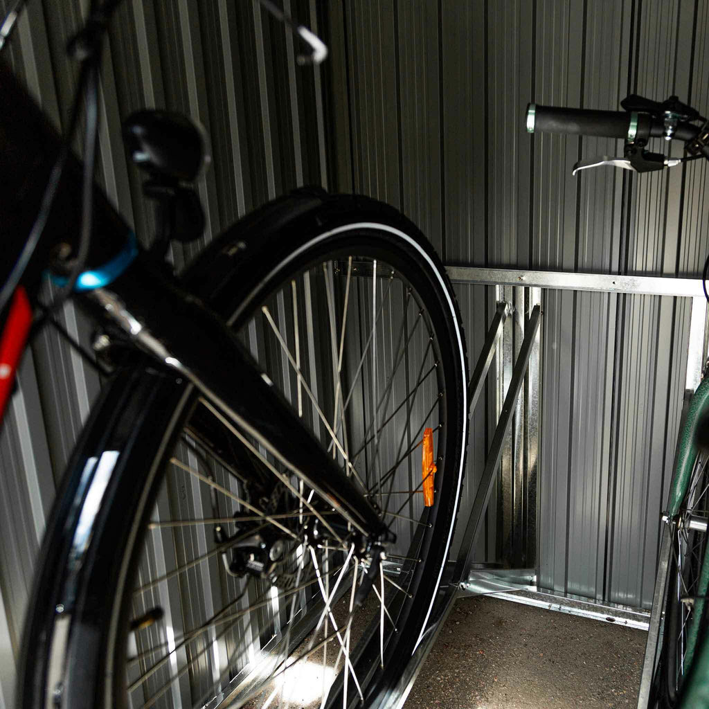Fornorth box bici da esterno per 2 biciclette 142x198x157cm, grigio scuro