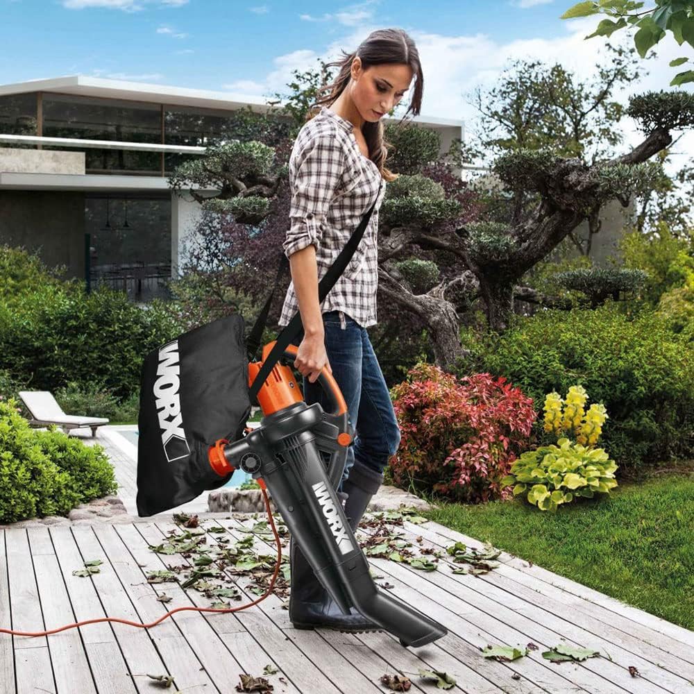 WORX WG583E.9 Soffiatore/Aspiratore per Foglie a Batteria 40V (2x20V) - 2 in 1 per Spazzare e Aspirare le Foglie - Sacco di Raccolta da 35L - Senza Batteria e Caricabatterie, Nero / Arancione