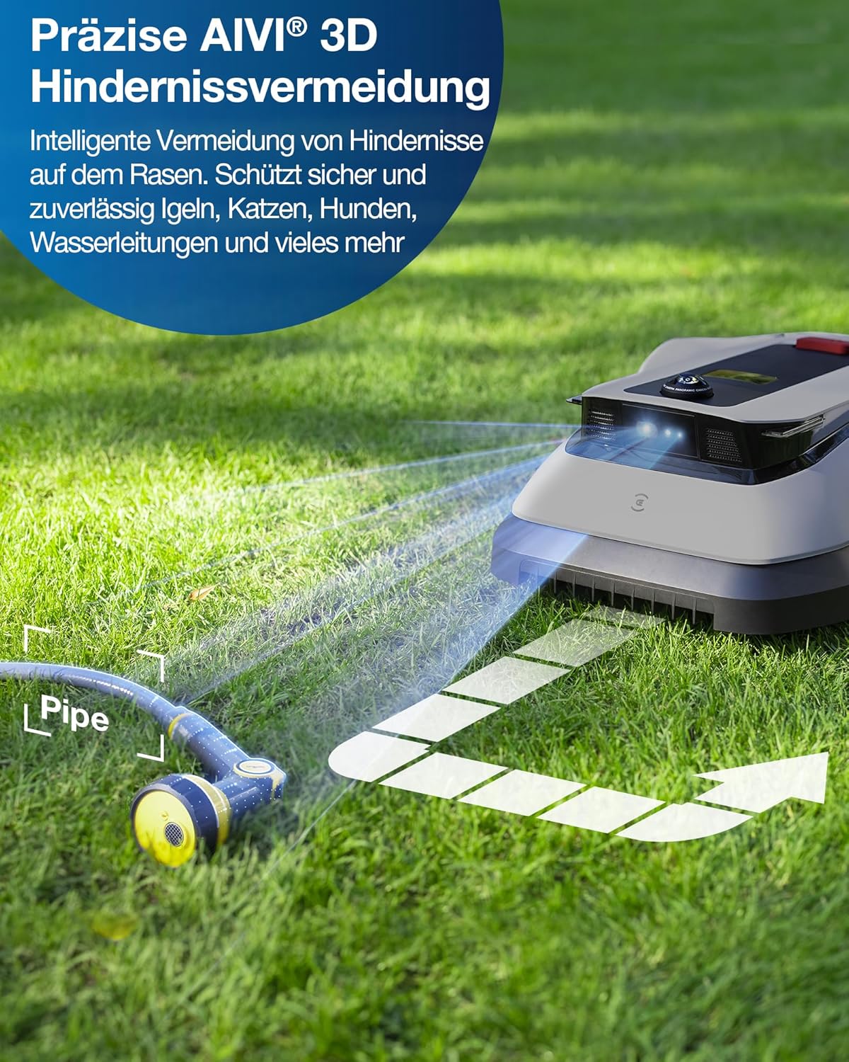 ECOVACS GOAT G1-800 Robot rasaerba senza cavo perimetrale 800㎡, robot tosaerba con localizzazione multifusione TrueMapping, evitamento ostacoli, gestione a 16 zone, pendenza del 45%, videomanager