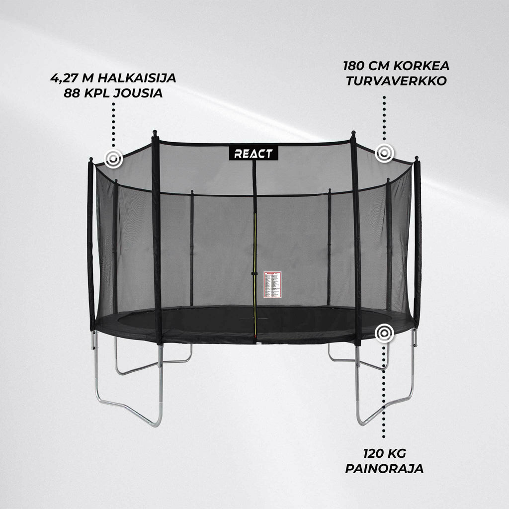 Trampolino React 427cm con rete di sicurezza