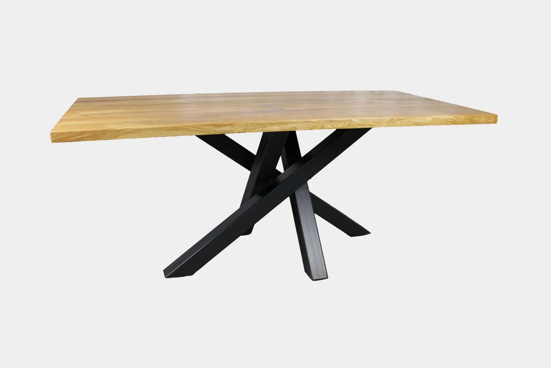 Serie UNA | Tavolo in legno massello - Rovere - gambe a ragno incluse - vari bordi e colori | Lunghezza: 160 - 300 cm | Larghezza: 90 - 100 cm