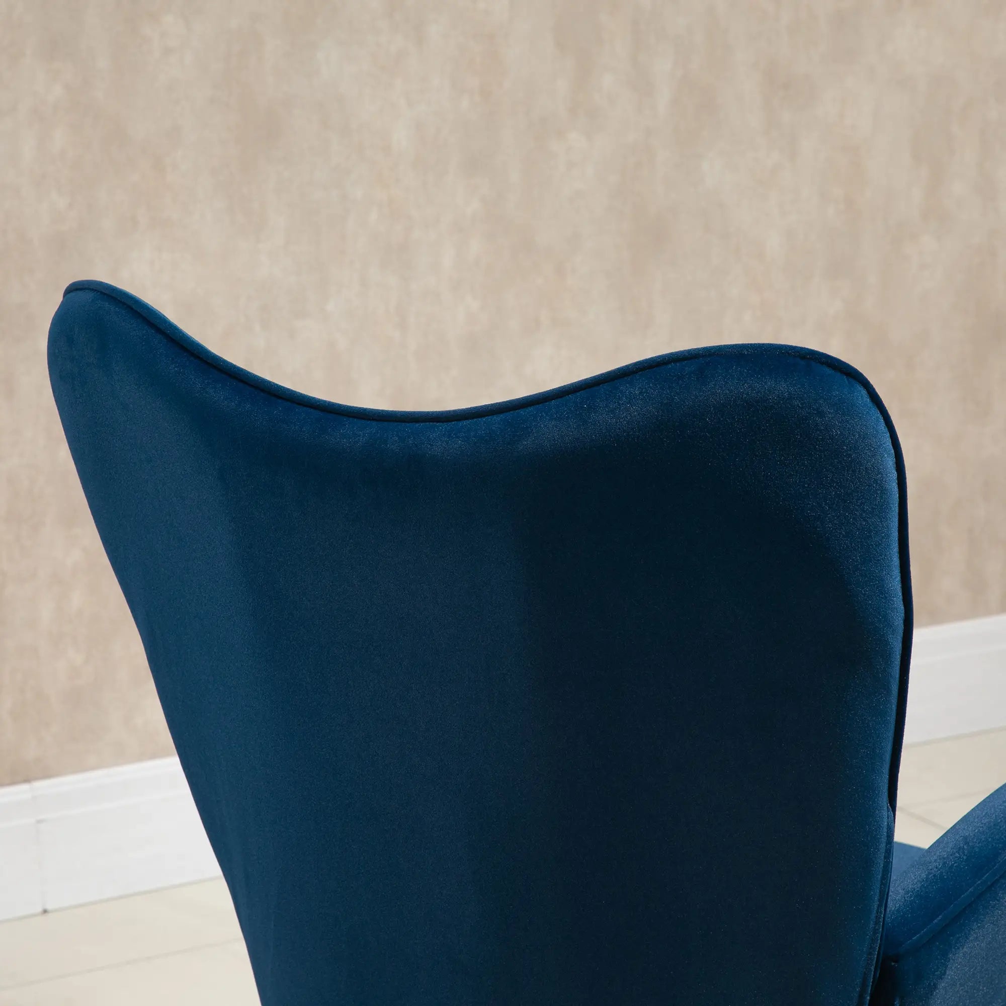 HOMCOM Sedia a Dondolo Scandinava Schienale Alto Effetto Velluto Blu