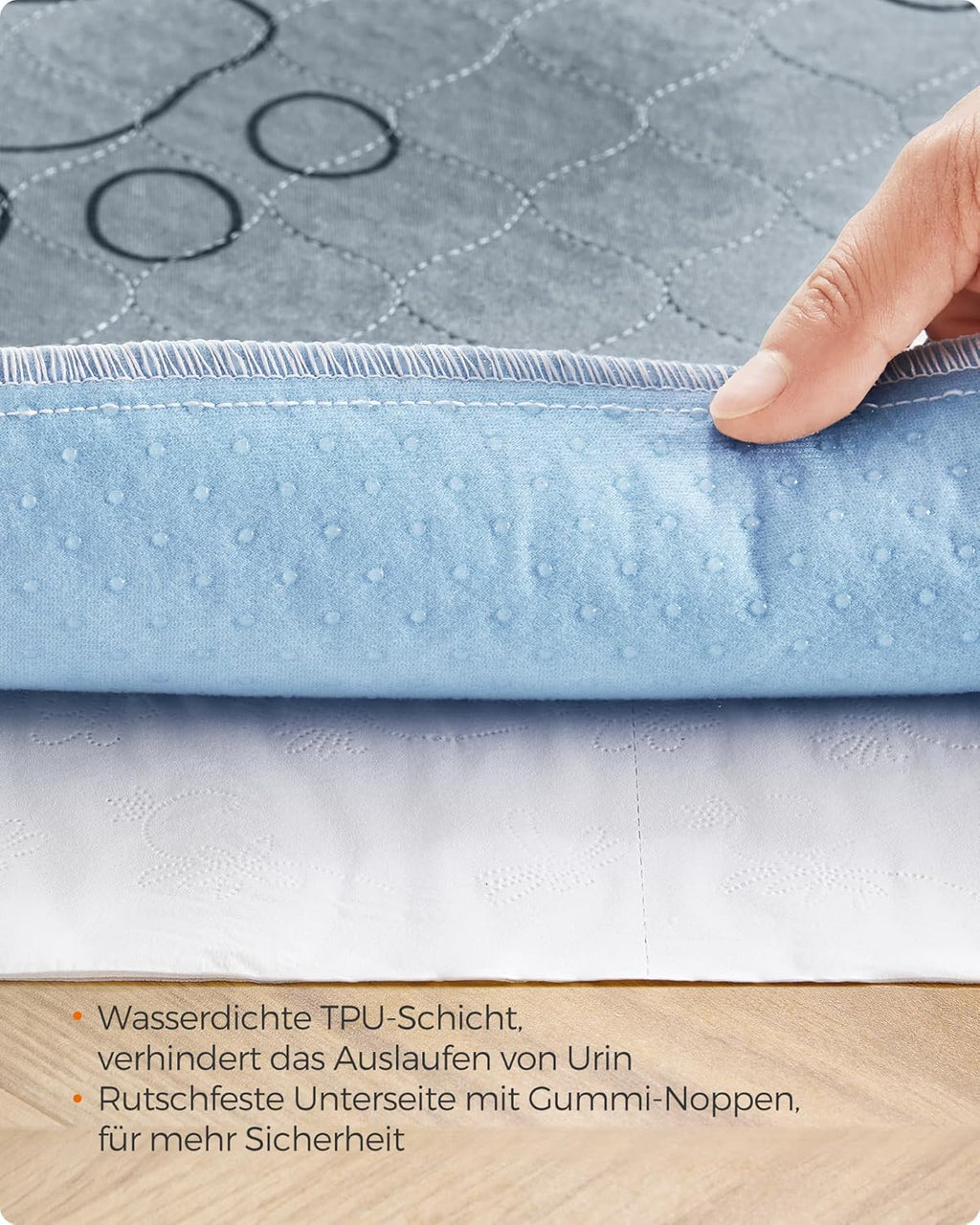 Feandrea Welpen-Unterlagen waschbar, Wiederverwendbare Matten für Hunde, 152 x 122 cm, 2er Set, XL, Hundetoilette, auslaufsicher, rutschfest, super saugfhig, Katzen, Kaninchen, grau PTD048G01