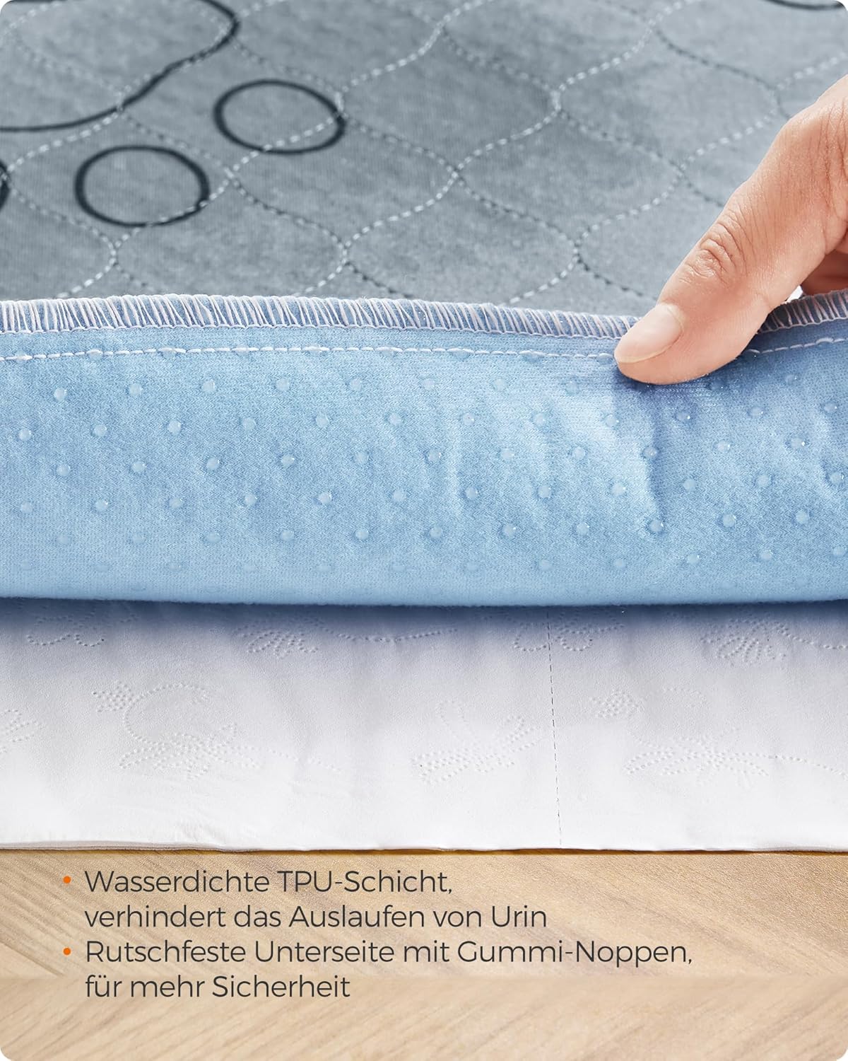 Feandrea Welpen-Unterlagen waschbar, Wiederverwendbare Matten für Hunde, 152 x 122 cm, 2er Set, XL, Hundetoilette, auslaufsicher, rutschfest, super saugfhig, Katzen, Kaninchen, grau PTD048G01