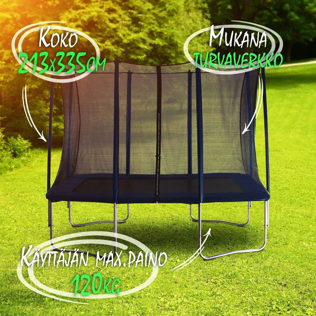 React Trampolino rettangolare 213x335 cm con rete di sicurezza