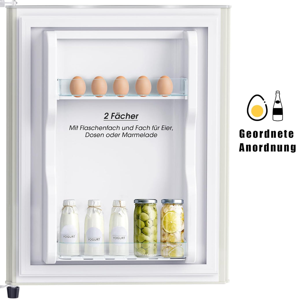 Merax Frigorifero con Congelatore, Frigorifero Combinato, Piccolo Frigorifero con 51L e Congelatore 21L, Silenzioso, LED, Ripiani in Vetro, Cassetto Verdura, Balconcini, per Cucina, Soggiorno, Ufficio, Nero