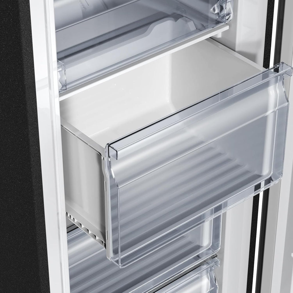 CHiQ FSD166NE4E Congelatore 166 L, Tecnologia No Frost, Porta Reversibile, Acciaio Inox Nero, Altezza 144 cm