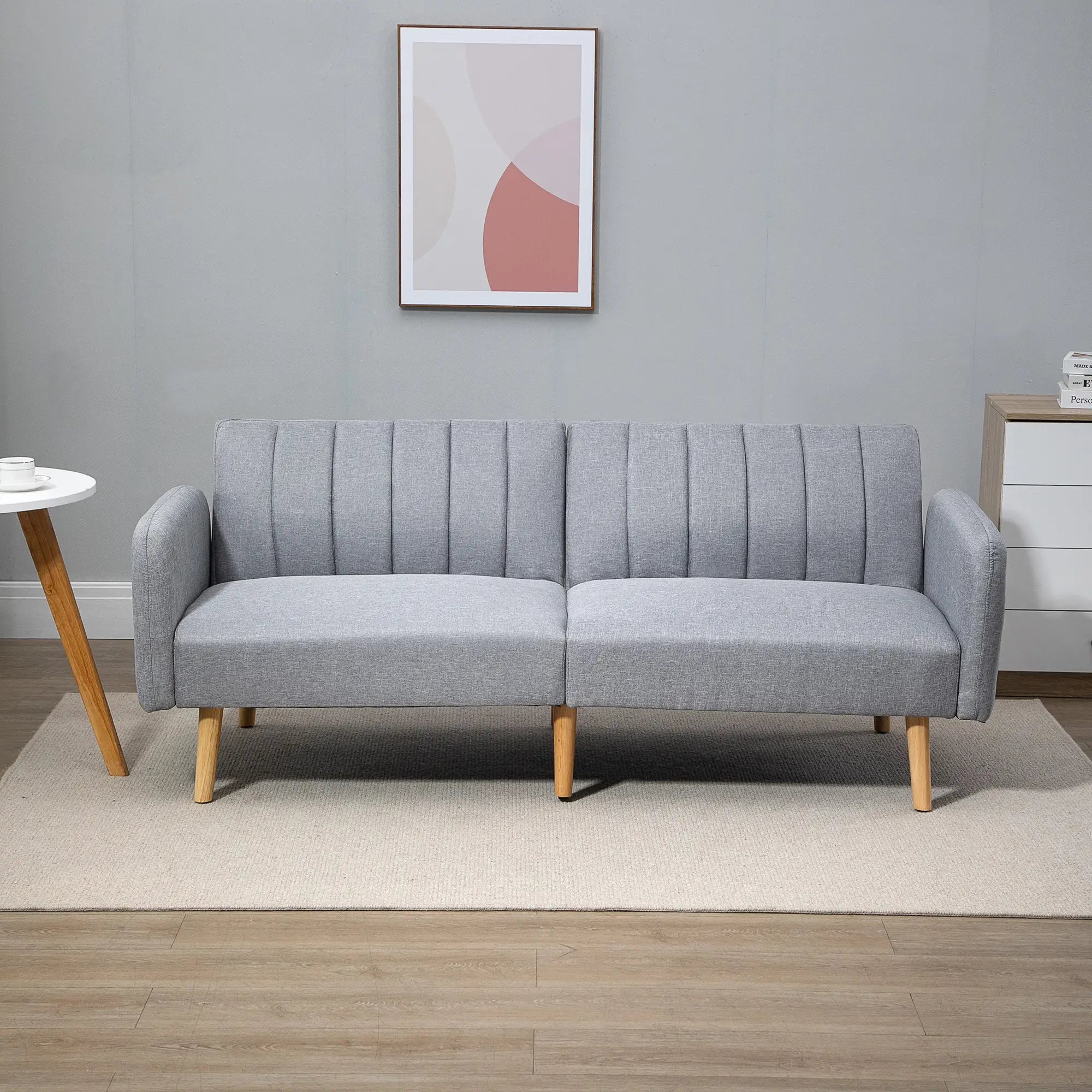 HOMCOM Schlafsofa 2-Sitzer verstellbare Rückenlehne Gästezimmer hellgrau