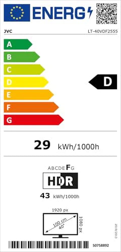 Televisore JVC Smart TV VIDAA Full HD HDR da 40 pollici con diagonale schermo da 100 cm e Triplo Tuner Integrato, LED TV LT-40VDF2555 (2026)
