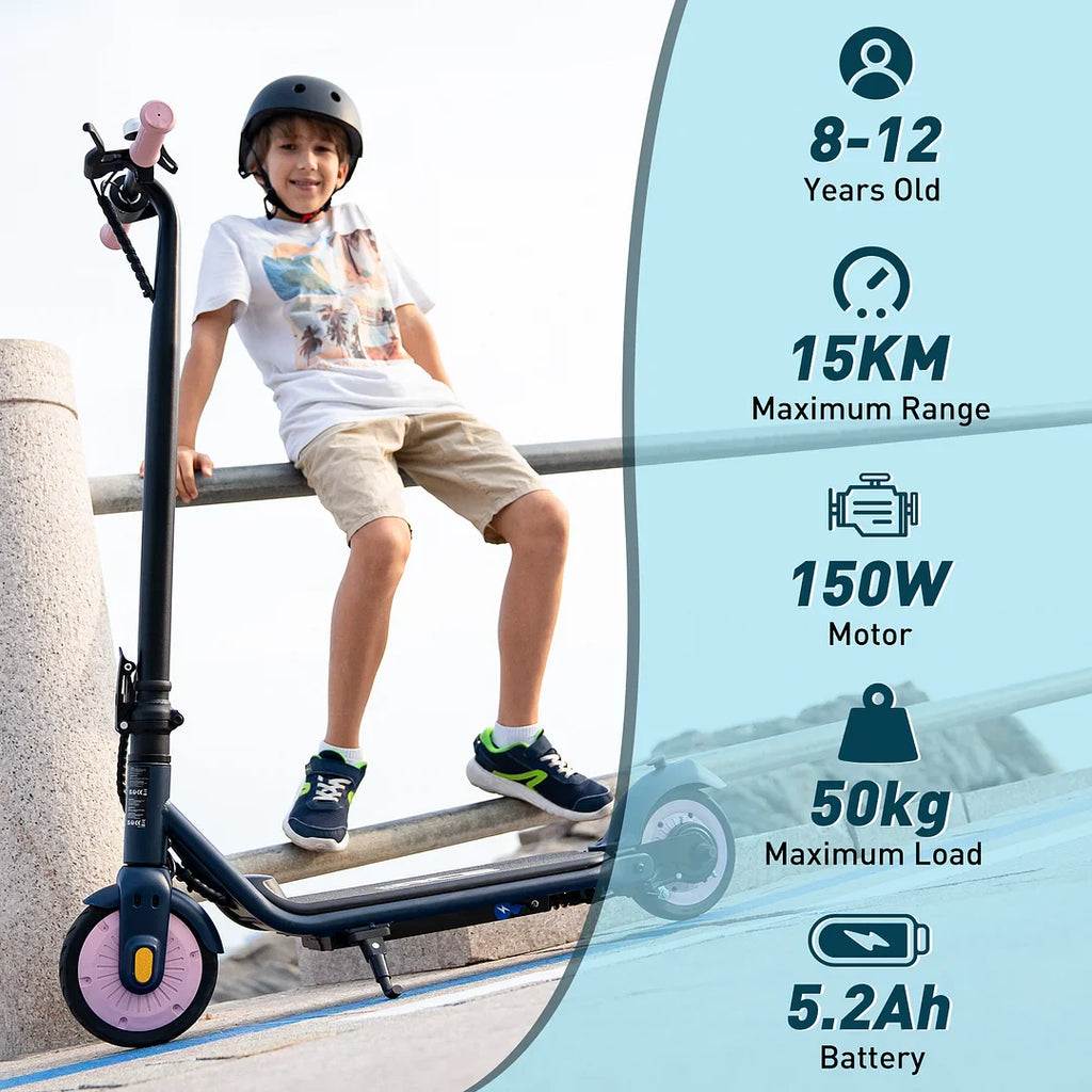 RCB R7X Kid E-Scooter, 150W Motor, Blau/Pink/Grau-Orange