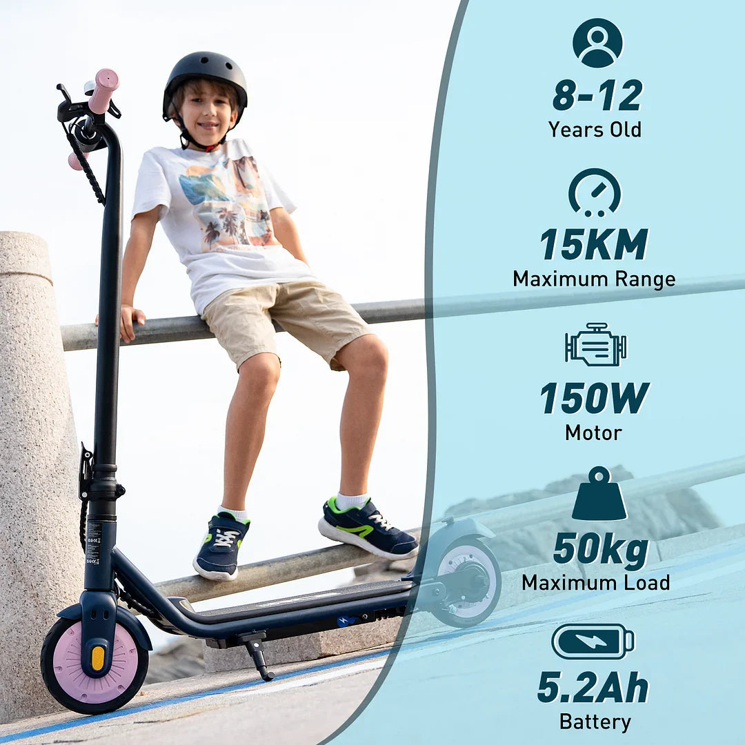 RCB R7X Kid E-Scooter, 150W Motor, Blau/Pink/Grau-Orange