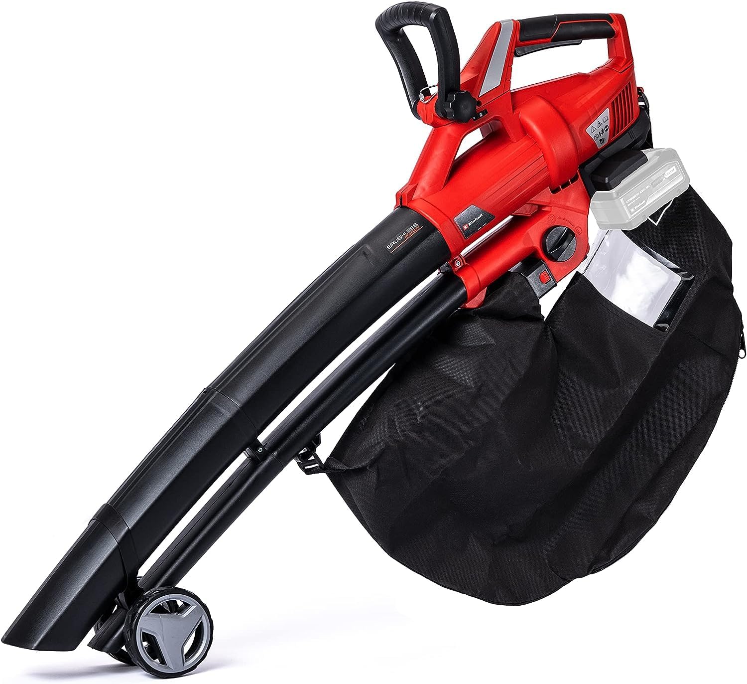 Aspiratore soffiatore per foglie a batteria Einhell GE-CL 36 Li E-Solo Power X-Change (Ioni di litio, 2 x 18 V, velocità aria 210 km/h, motore senza spazzole, sacco raccolta da 45 l, tracolla, senza batteria e caricabatteria)