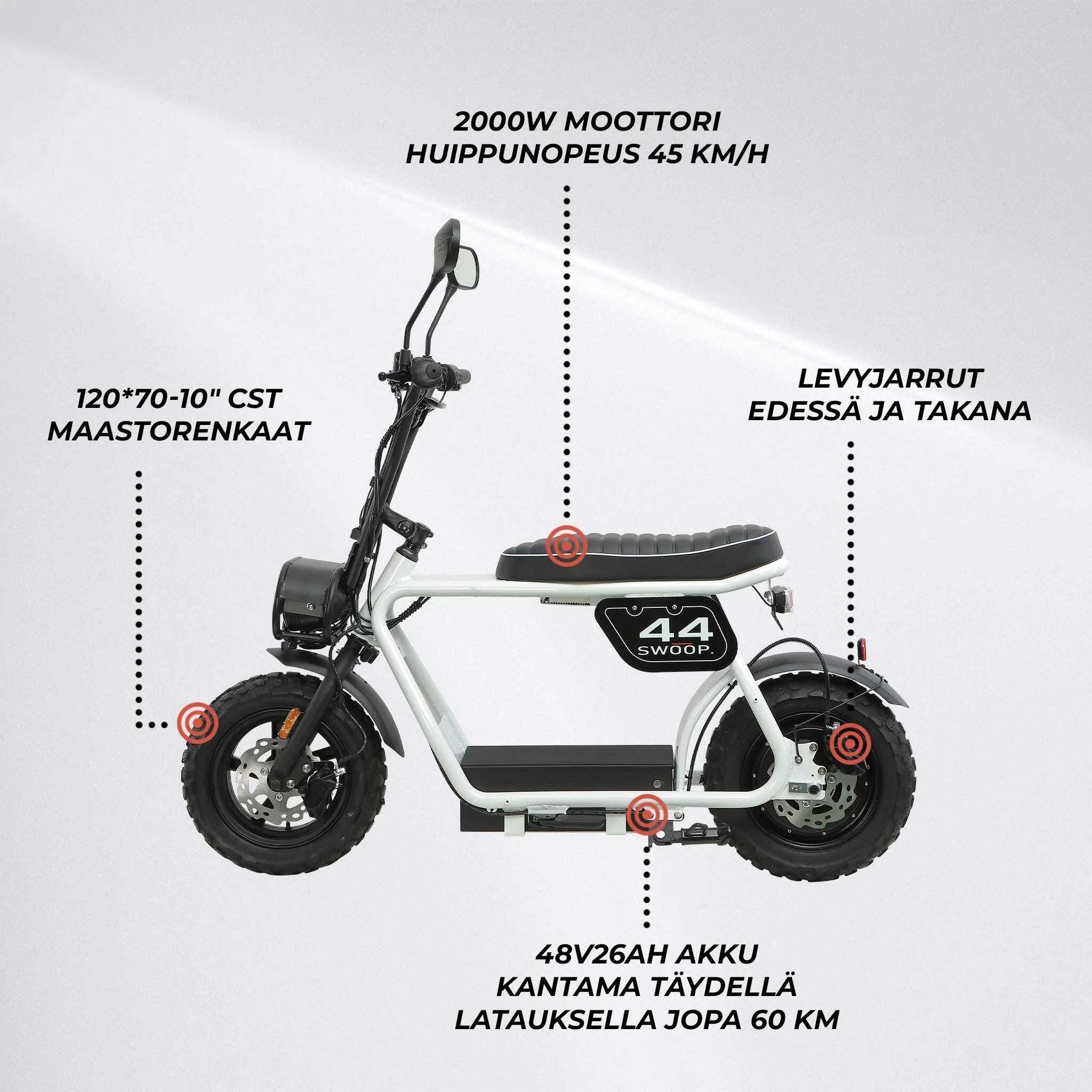 Swoop Elektro Moped Turbo 2000W Bianco