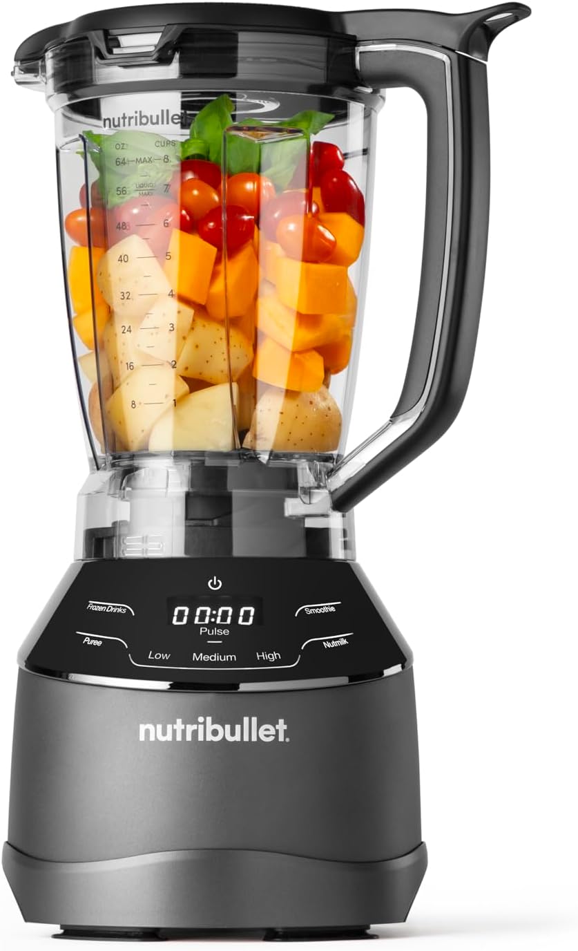 nutribullet Frullatore Combo Full Size, Mixer Elettrico, Tritatutto Multifunzione, Professionale, 1200 Watt, Caraffa da 1,89 l, Bicchieri da 946 ml e 710 ml, Nero, NBF500MB