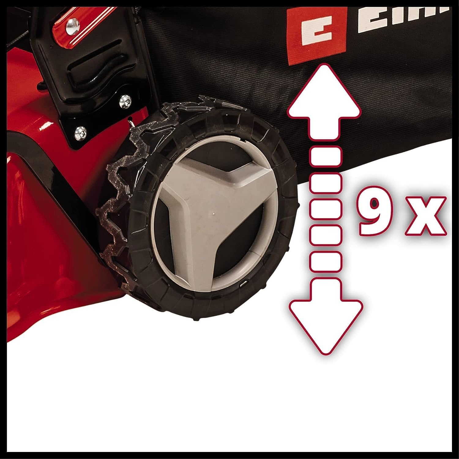 Einhell rasaerba a benzina GC-PM 46/5 S (2 kW, fino a 1.400 m², 1 cilindro, motore a 4 tempi, trazione posteriore disattivabile, regolazione centrale dell'altezza di taglio a 9 posizioni 25-80 mm)