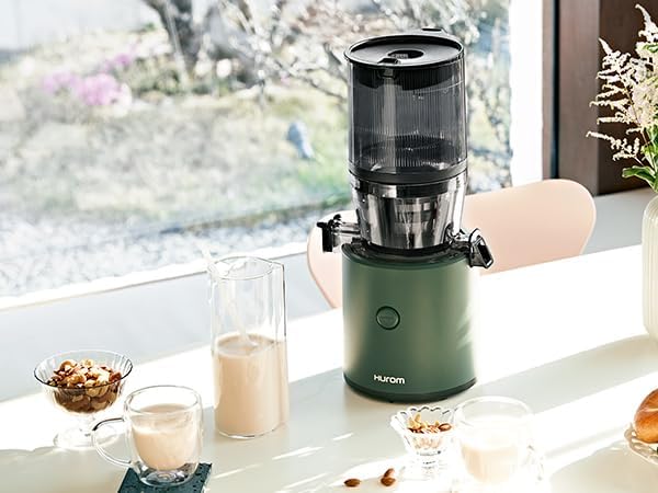 HUROM | Estrattore di succo per frutta e verdura | Slow Juicer | H320N | Spremiagrumi elettrico a freddo | Motore silenzioso | Facile da pulire | Con caraffa grande e filtro a setaccio da 2L | 200 Watt | Senza BPA | Nero