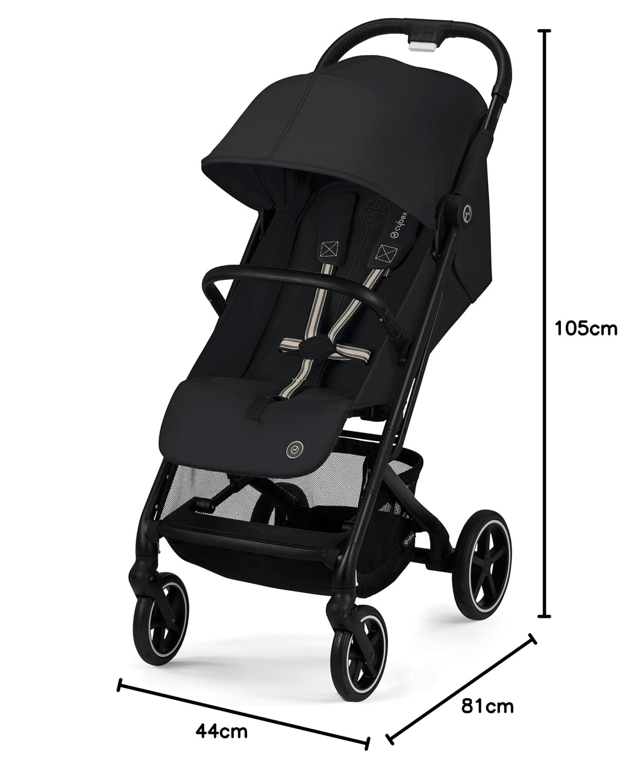 Cybex Gold Passeggino Beezy con imbracatura One-Pull, Dalla nascita fino a circa 4 anni (max. 22 kg), Compatto ed ergonomico, Almond Beige (Beige con telaio nero)