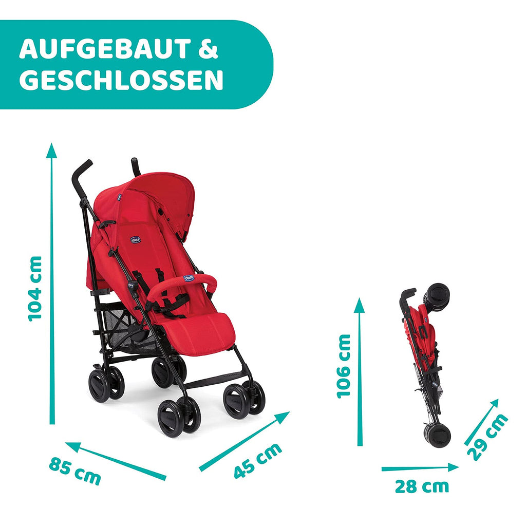 Chicco London Up Leichter Zusammenklappbarer Kinderwagen von 0 Monaten bis 15 kg, Verstellbarer und Kompakter Kinderbuggy mit Frontbügel, Schlafposition, Regenschirmverschluss