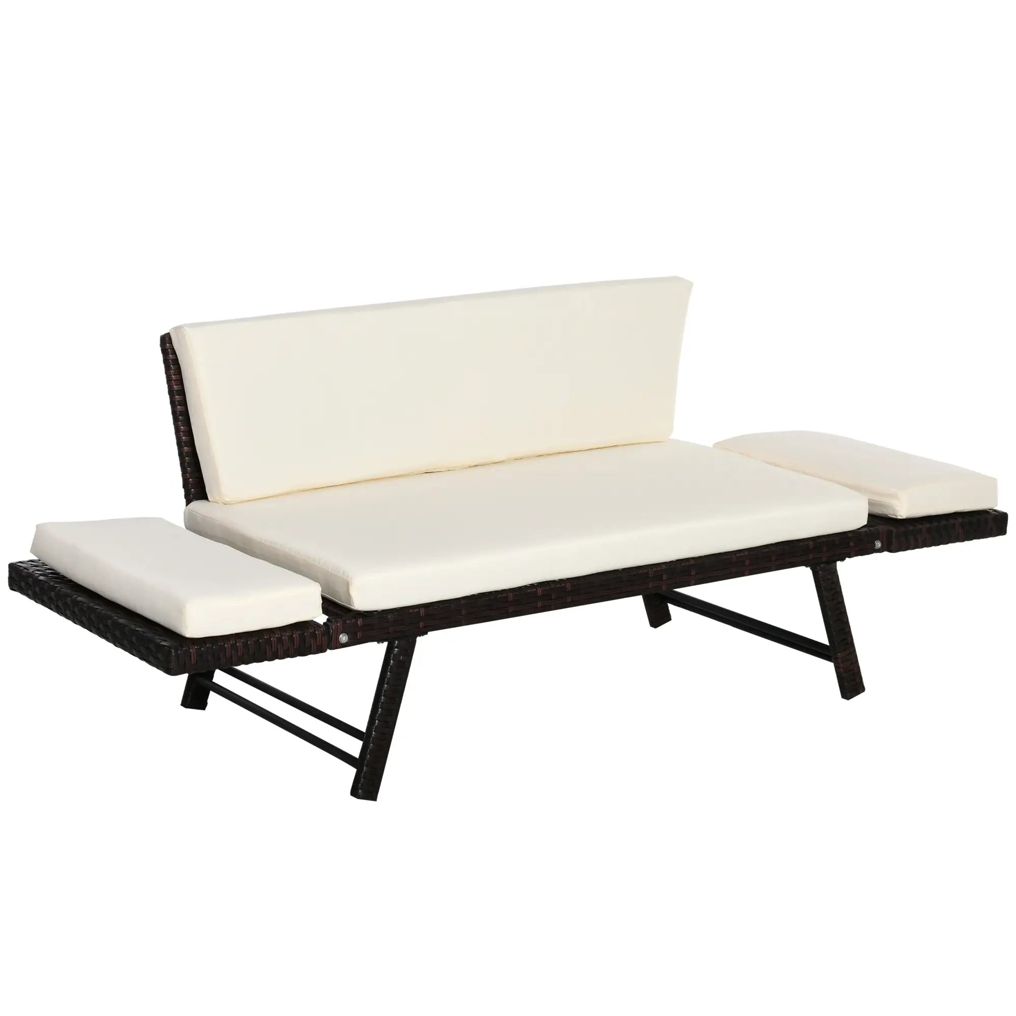 Outsunny Divano da Giardino in Polyrattan a 2 Posti con Braccioli Ribaltabili