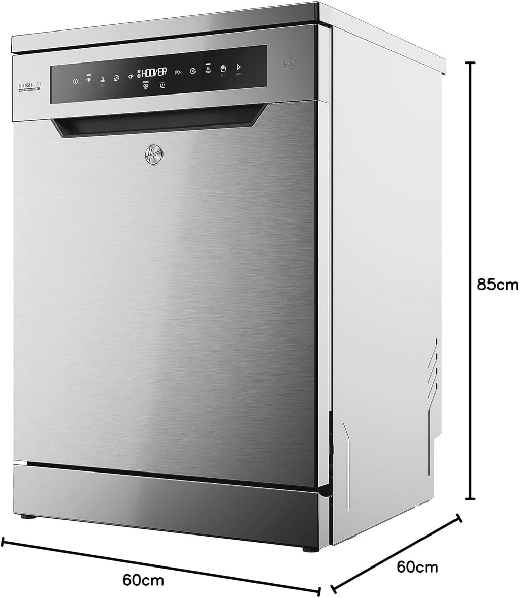 Lavastoviglie Hoover HF 4C6F0PW; 14 coperti; Libera installazione, 60 cm di larghezza; Classe di efficienza energetica C; Controllo intelligente con tecnologia WiFi + Bluetooth