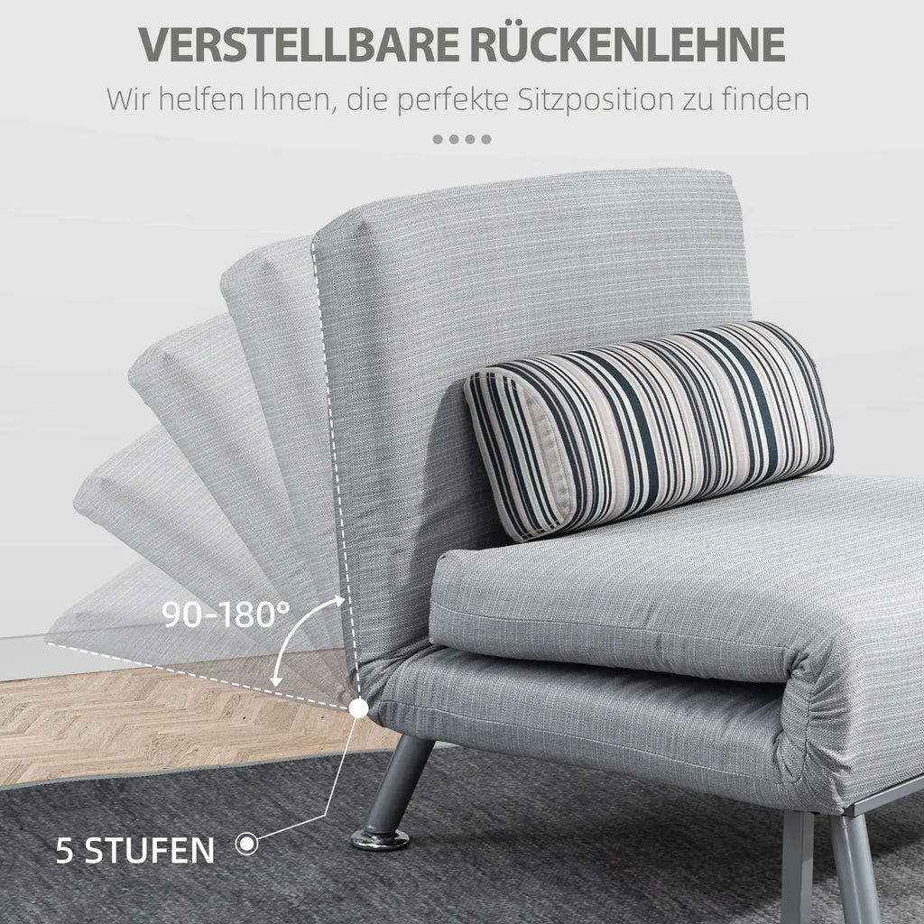 HOMCOM Poltrona Letto 2-in-1 con Schienale Regolabile