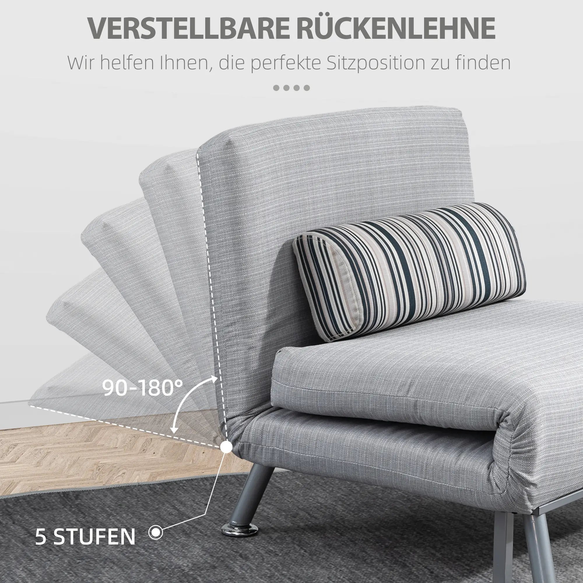 HOMCOM Poltrona Letto 2-in-1 con Schienale Regolabile