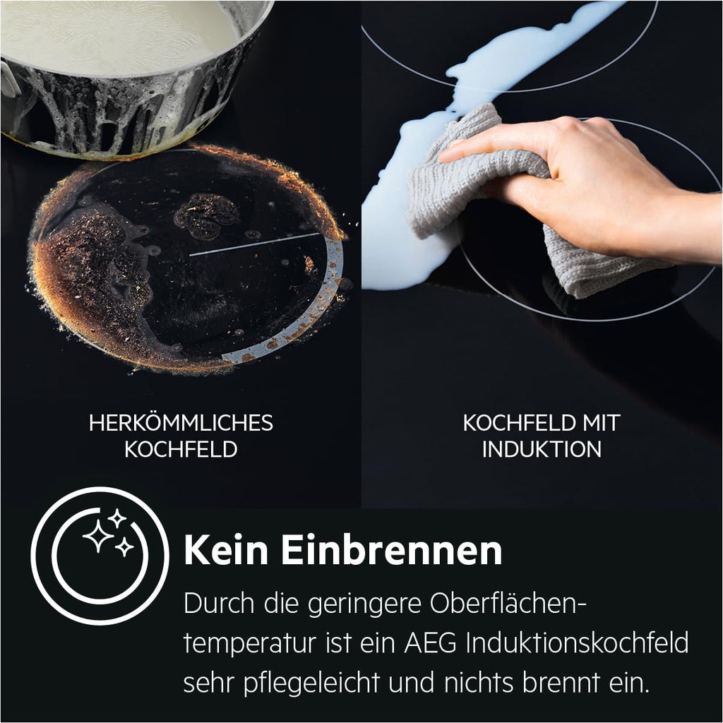 AEG Induktionskochfeld autark 60cm – 4 Flex-Kochzonen mit Powerfunktion für schnelleres Kochen – 14 Stufen – SuperFlat Rahmen – Timer – Touch-Bedienung – kompatibel mit Haubenautomatik – TO64IA0AXB
