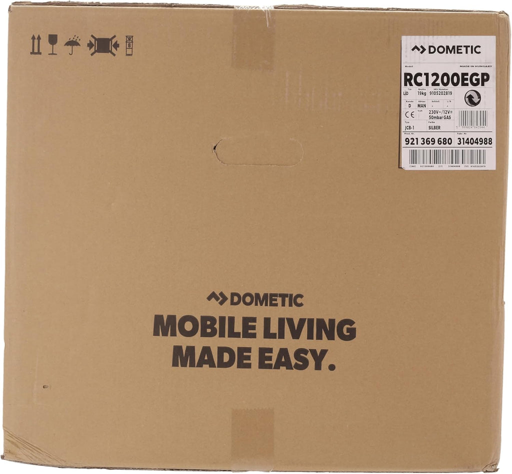 Dometic CombiCool RC 1200 EGP - frigorifero ad assorbimento elettrico silenzioso con attacco gas 50 mbar, 40 litri, 12 V e 230 V per auto, camion e presa di corrente
